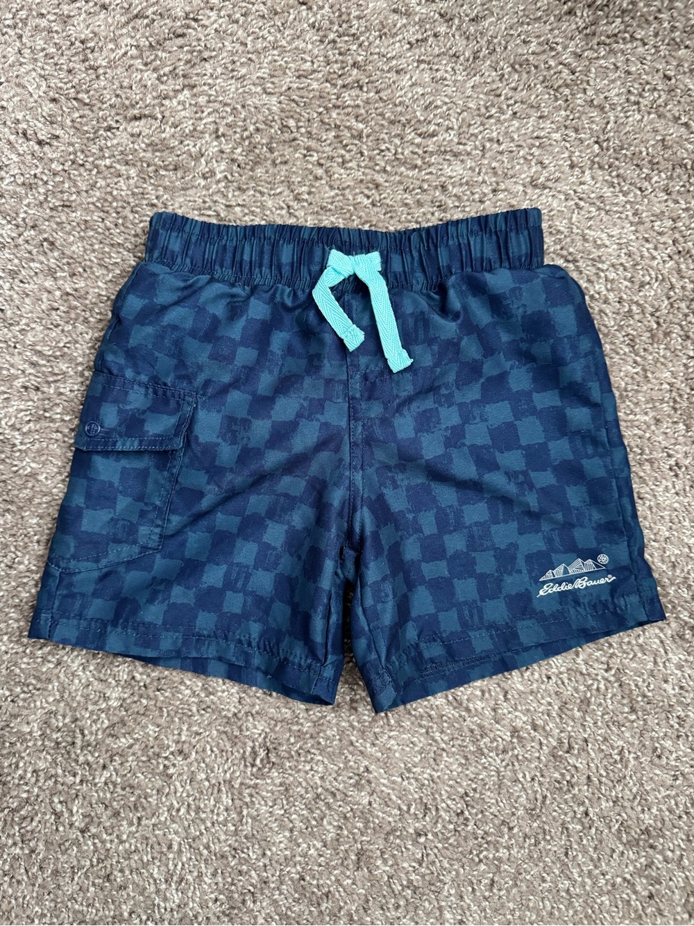 Eddie Bauer Toddler Boys Swim Trunks 24M Blue Checkered